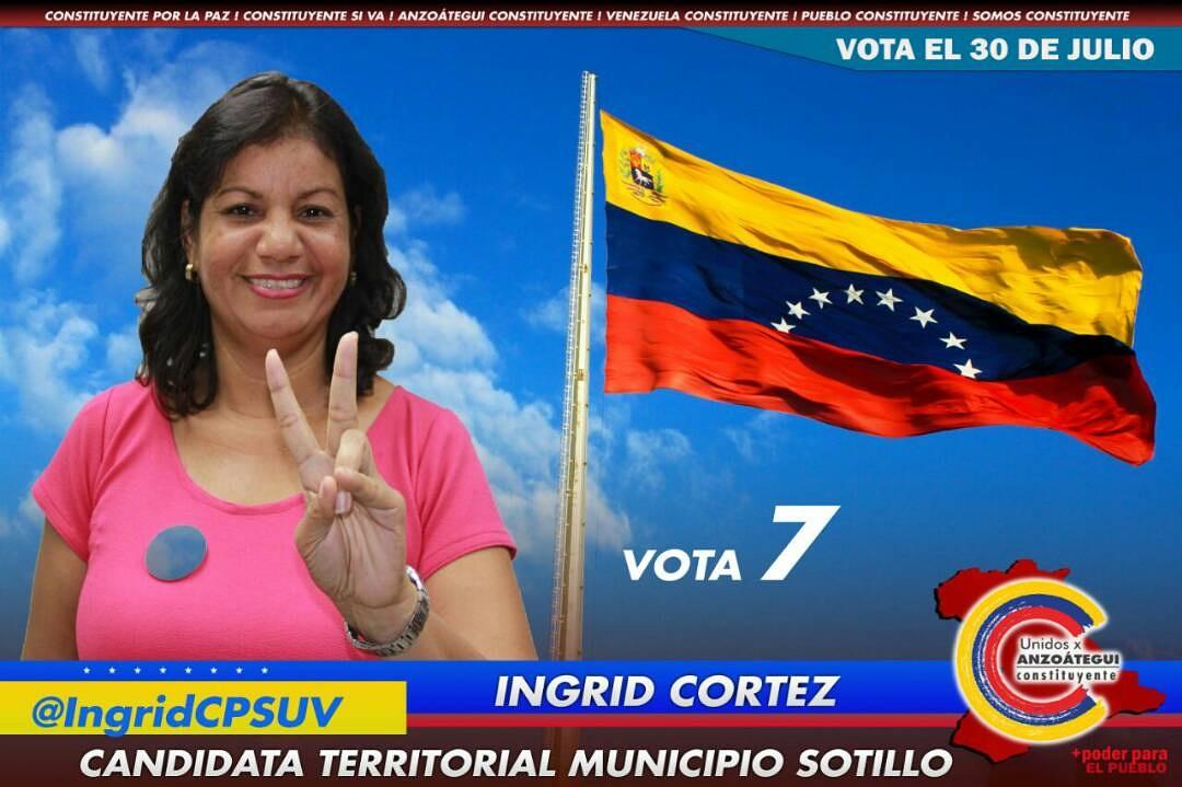 PartidoPSUV's tweet photo. ¡SOMOS CONSTITUYENTE! VOTA #7 Ingrid Cortez, candidata por el municipio Sotillo #Anzoátegui https://t.co/dbNTYEVhMN