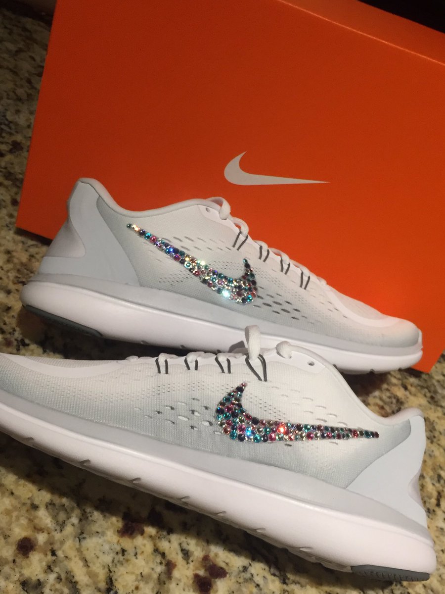 Love my new custom Nikes. Another blinged pair to add to my sparkly collection!! #bling #blingednikes #fitfam