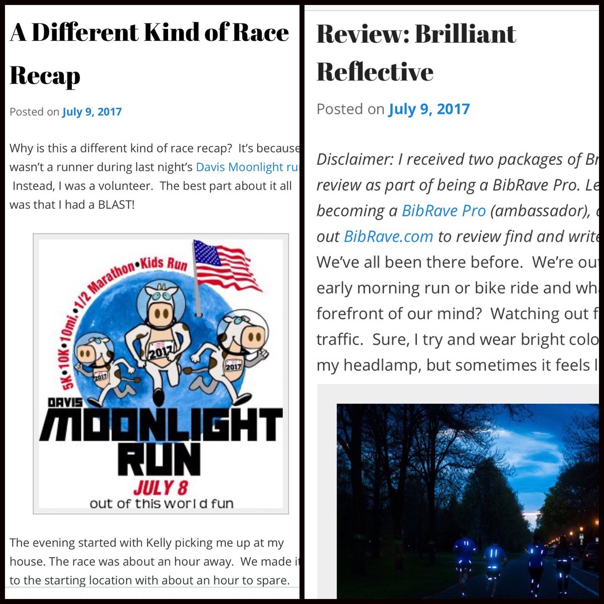 runstrongrun's tweet photo. TWO blog posts in ONE day?! Head to https://t.co/kbQOfW9YnW to read about the #DavisMoonlightRun and #BrilliantReflective. #BibChat https://t.co/chV6yGXs0f