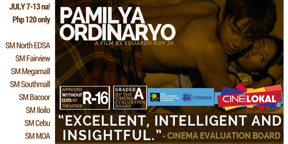 asianfestivals's tweet photo. Don't miss: #PamilyaOrdinaryo by @edongROY (July 7-13, 2017) at #CineLokal 1PM | 3:30PM | 6PM | 8:30PM #Philippines #TeamArjan https://t.co/jdcSTvaMJZ