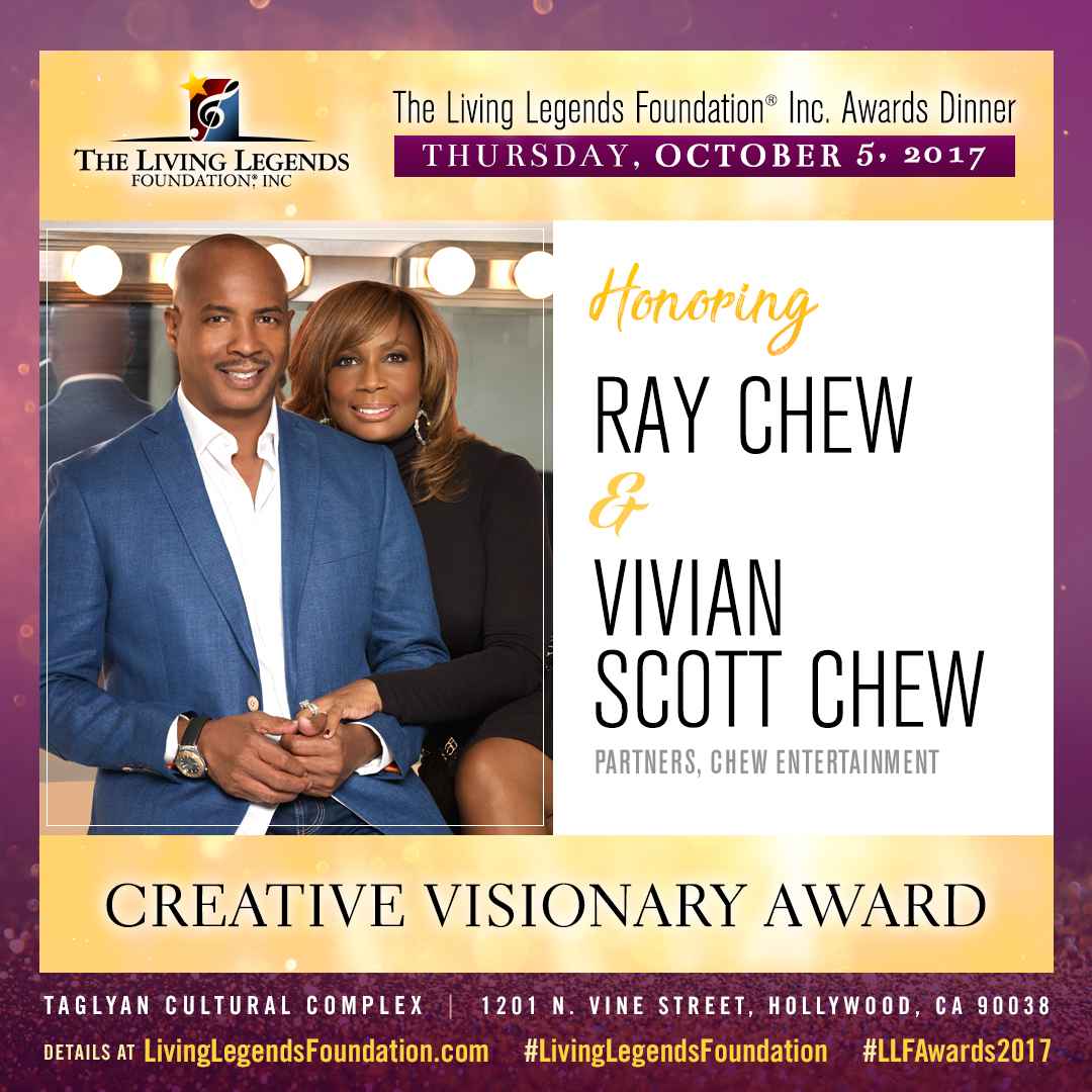 TheLLFInc's tweet photo. #LivingLegendsFoundation is proud to honor @TimeZoneInt &amp; @RayChewLive at this year's awards. https://t.co/blsPgCpi9x #LLFAwards2017 https://t.co/EPIUdIWgSY