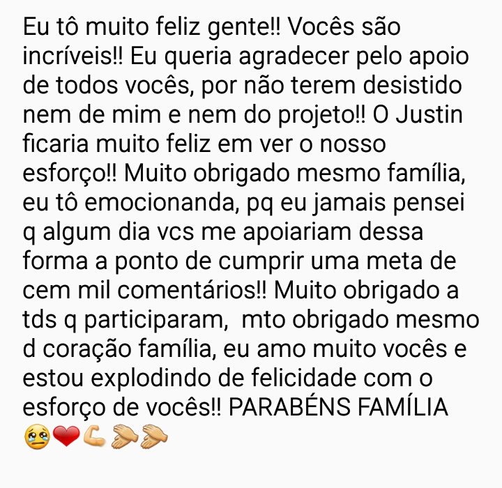 ProjectVoteJus's tweet photo. BATEU OS 100 MIL COMENTÁRIOS!! NINGUÉM SAI ESSE MOMENTO É NOSSOOOO FAMÍLIA, EU VOU MORRER SOCORROOOOO 

RT=VOTO

#KCAMexico #JustinBieber https://t.co/EB1xeZst70