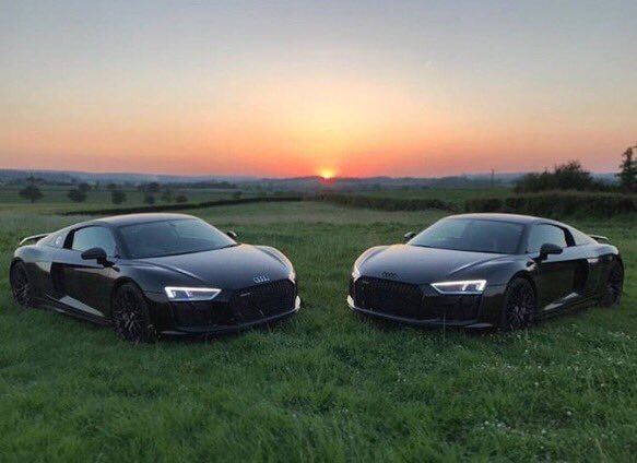luxurylife247's tweet photo. twin audis with a sunset https://t.co/ZXbW0AhwRy