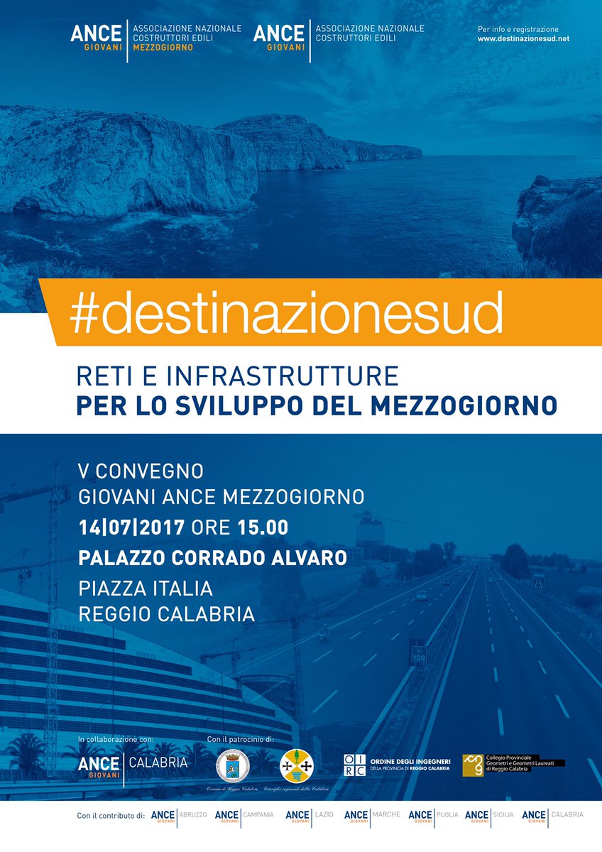 #destinazionesud V Convegno <a href="/ANCEgiovani/">ANCEgiovani</a> #Mezzogiorno #ReggioCalabria 14luglio giovani.ance.it #infrastrutture  #andiamoavanti #ANCE