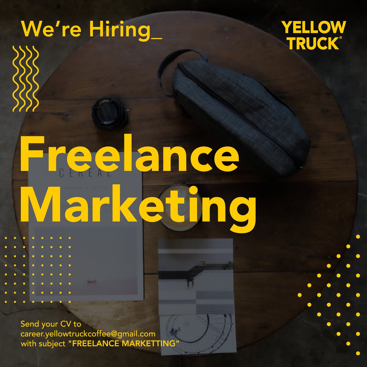 Suka marketing? Yuk Freelance di Yellow Truck sebagai marketing. Kirim CV ke: career.yellowtruckcoffee@gmail.com #KUjobs
