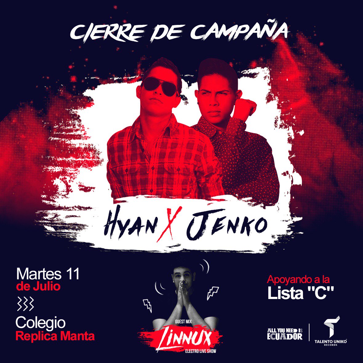OfficialHyan's tweet photo. 🔴OPEN SHOW🔴

Hyan❌Jenko❌Linnux 

LOS ESPERAMOS! 

▪Colegio Milenio Replica 🏛
▫10h00 AM 🔔
▪Martes 11 de Julio 🗓

NO TE LO PUEDES PERDER! https://t.co/ckpoDAEOyL