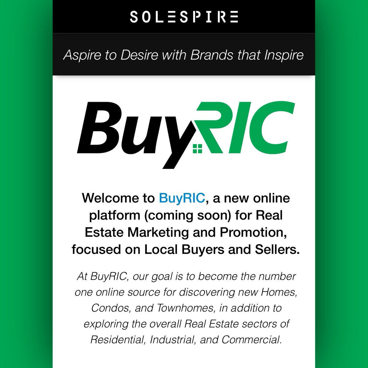 .<a href="/BuyRIC/">BuyRIC</a> is now a wholly-owned subsidiary of <a href="/Solespire/">Solespire</a>, as a Media Brand! instagram.com/p/BWWmuQFDPZp/