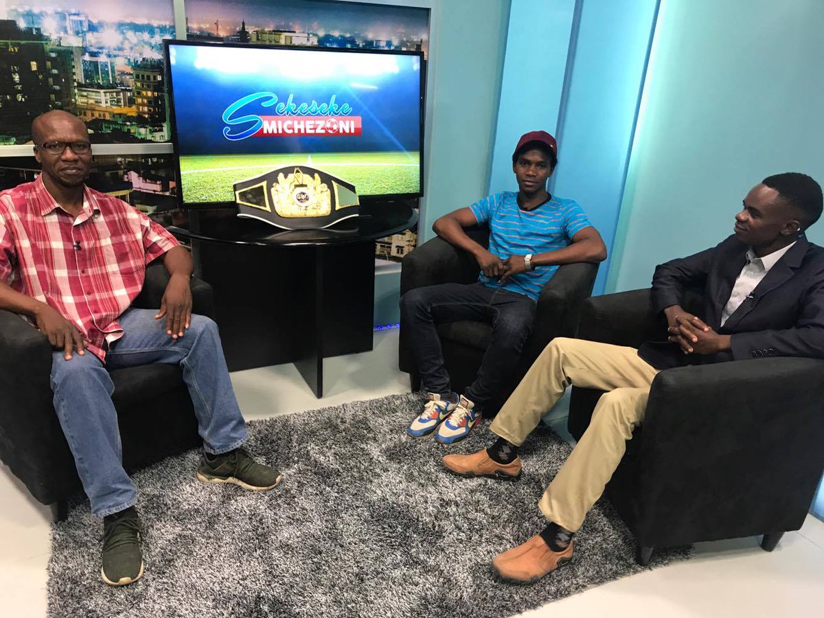 Yahya_Poli's tweet photo. At @TV1Tanzania with #GBC #Lightweight #WorldChampion #IbrahimClass &amp; #TheMaker #Joe #SekesekeMichezoni live program. Thanks, we appreciate! https://t.co/Pu7lrAcc2x
