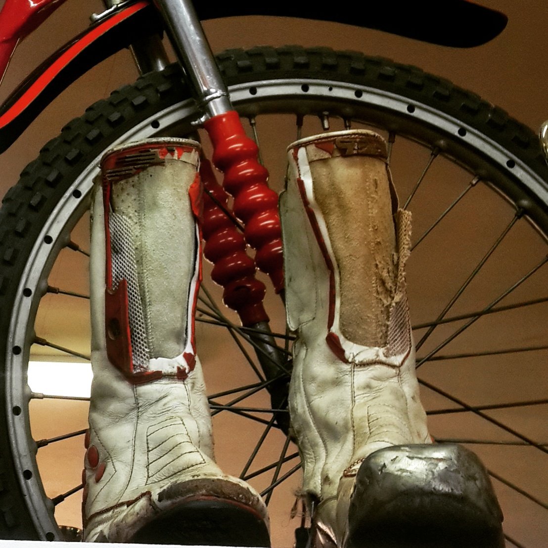 SLReflects's tweet image. Metal capped boot at the #HistoricMotorcycleMuseum #Deneysville #SouthAfrica