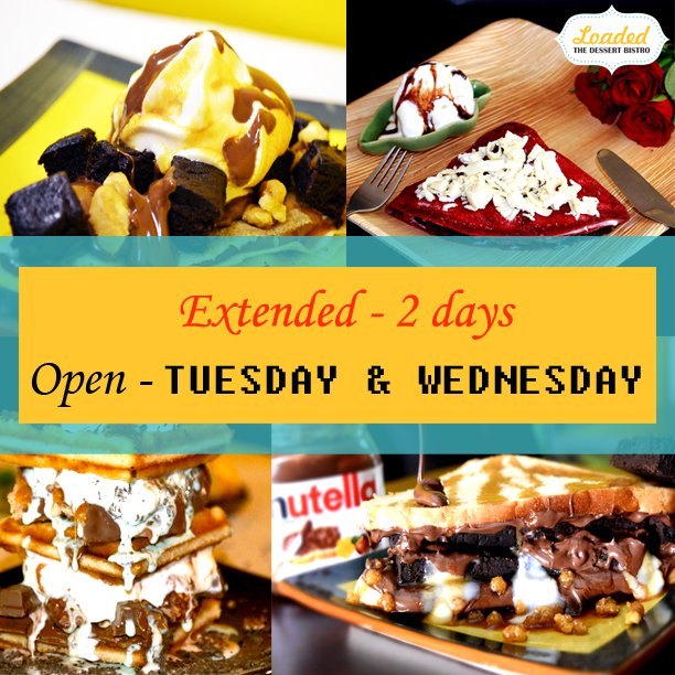 Loaded_Bistro's tweet photo. Open - Tuesday(Yes) the 11th and Wednesday the 12th :) 

Thank you for the outpouring of love you showered on us .. https://t.co/v6xQ6VfoK9 https://t.co/TTuwQFJeEK