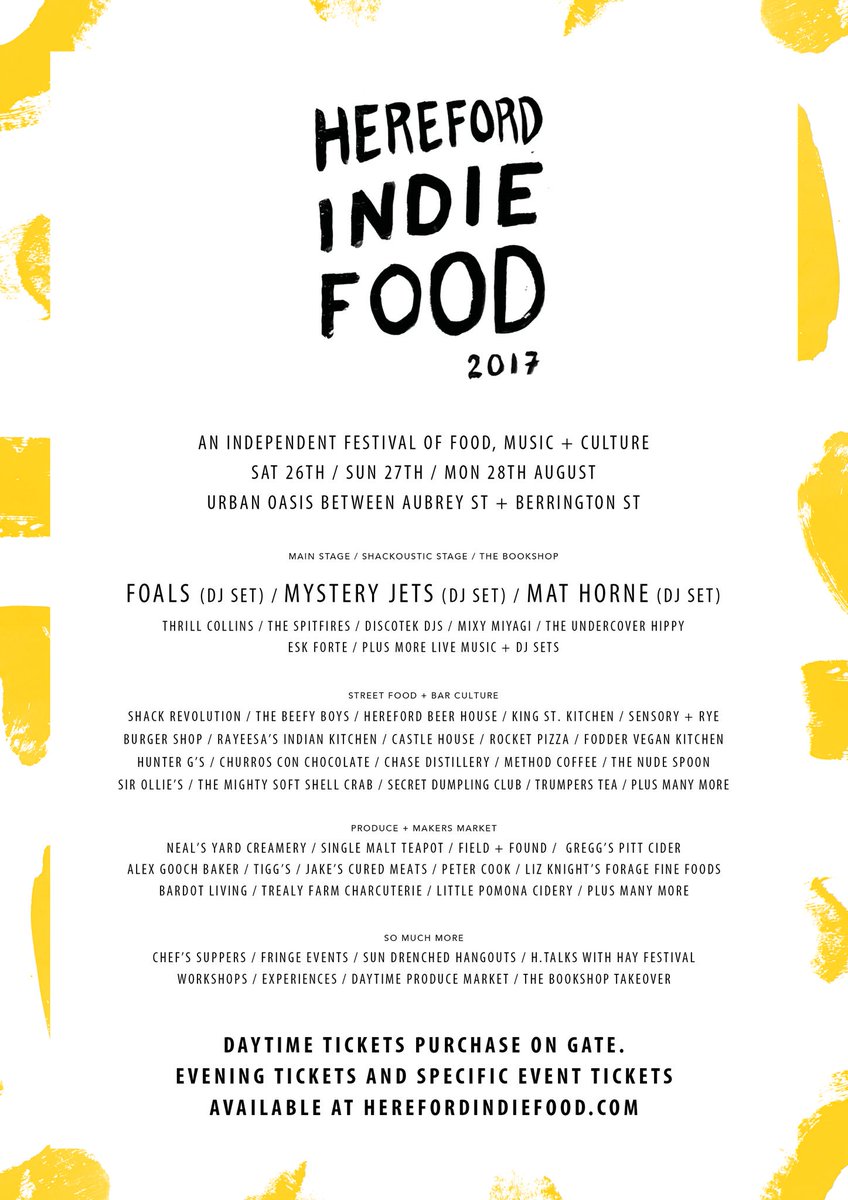 Hereford Indie Food is back for 2017 - August Bank Holiday Weekend - First Tier Tickets now available herefordindiefood.com/tickets #Herefordhour