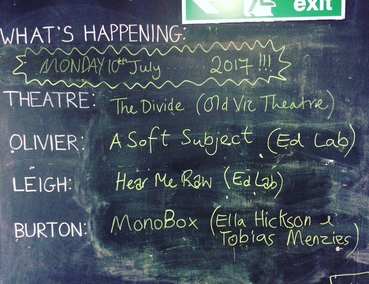ImChrisWoodley's tweet photo. What's happening? #TheDivide #TheSoftSubject #HearMeRoar @oldvictheatre #OldVicLab #MondayMotivation #rehearsal https://t.co/GhV5ZV5dLY