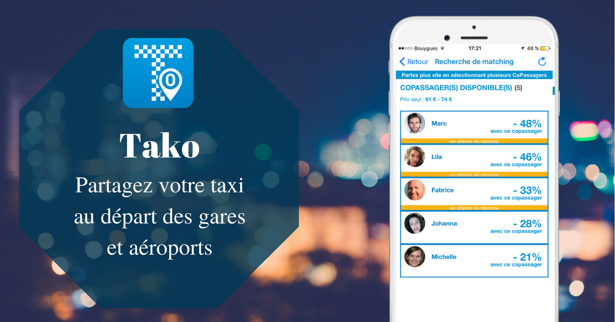 TakoApplication's tweet photo. Avec la fonction #Hub de @TakoApplication partagez bientôt votre taxi au départ d'Orly et Roissy #TourismeNumIDF ! https://t.co/Ck6fnlQTQQ