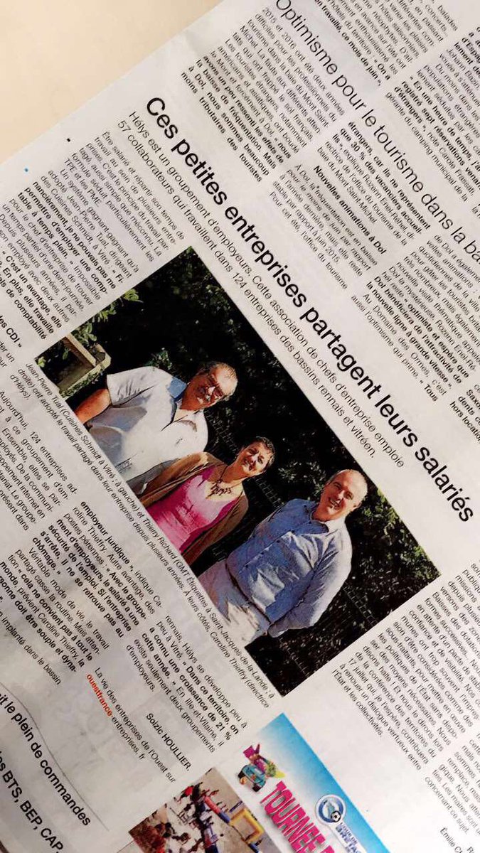 La classe, <a href="/GE_Helys/">HELYS Groupement d'Employeurs</a> en page 9 du #OuestFrance de ce we! #tempspartagé #journal