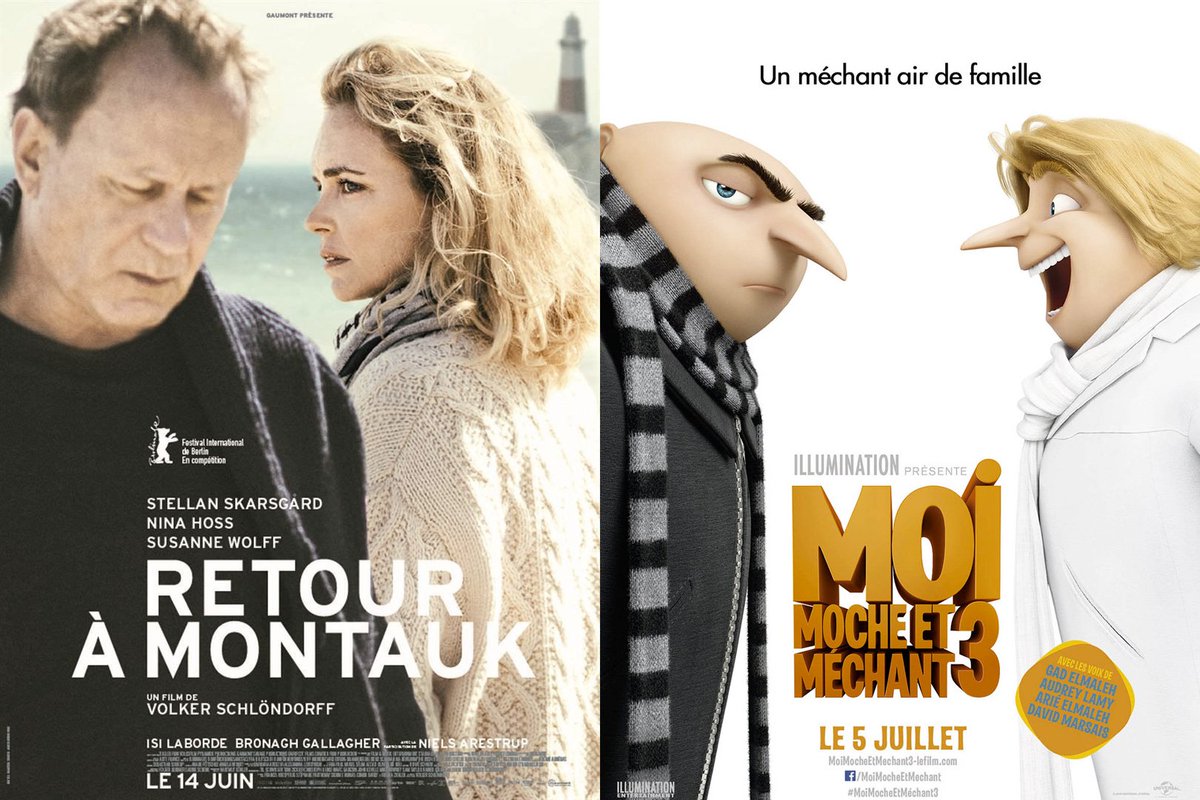 sgaze's tweet photo. Troublant la ressemblance entre les affiches de #RetourAMontauk et #MoiMocheEtMechant3 https://t.co/S4UOnlzm9p