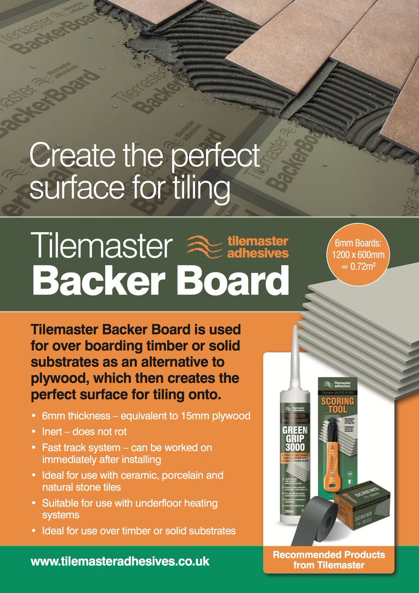 tilemasteradhes's tweet photo. Tilemaster have launched a new product Tilemaster Backer Board is ready to order with associated ancillary products #newproduct #backerboard https://t.co/Oh0FK3zeLp