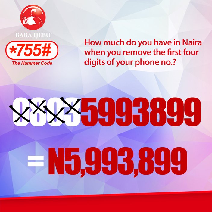 playbabaijebu's tweet photo. Remove the first 4 digits of your phone number, now tell us, how much do you have in Naira? RT
#MondayMotivation #TheHammerCode https://t.co/x4ro5nS2B8