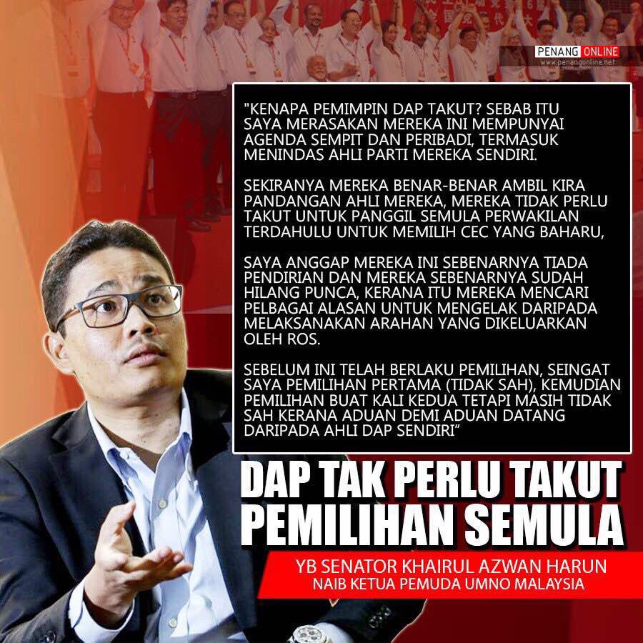 PemudaUMNOMy's tweet photo. . @dapmalaysia tak perlu takut pemilihan semula - @azwanbro https://t.co/lYpnhHZz0x https://t.co/5A5vnx0z9W