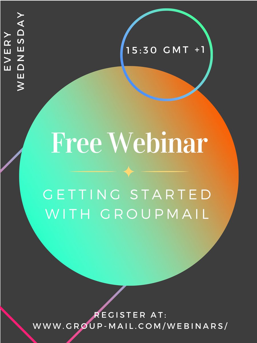 groupmail's tweet photo. Free Webinar this Wednesday at 15:30 GMT +1
Register at https://t.co/fDJlejSpyD

#EmailMarketing #DigitalMarketing #Webinar #GroupMail https://t.co/Wt58fDwgxK