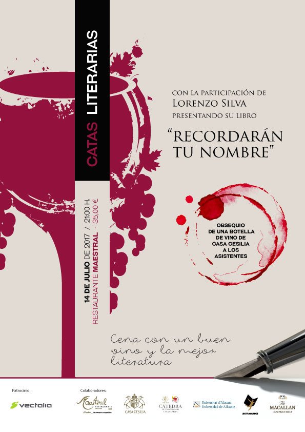 Lorenzo Silva cierra este viernes el curso de las Catas Literarias de Maestral
bit.ly/2v2cwmz #Gastronomia #comerenAlicante