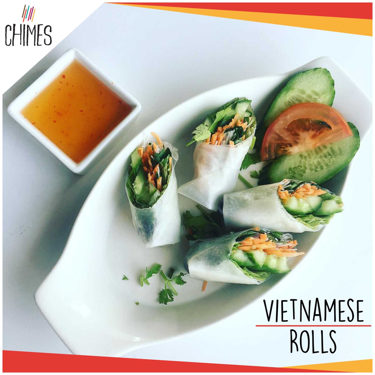 ChimesDubai's tweet photo. #Vietnameserolls! Say Aye to refreshing and yummy rolls. Perfect balance of #sweet #salty #sour &amp; #delicious! https://t.co/Qt6XtFuqcu