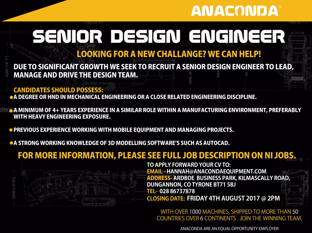 Anacondani's tweet photo. We have an exciting opportunity for a Senior Design Engineer to join our team. Think you got what it takes? WHY NOT APPLY NOW! #Recruitment https://t.co/IYLtIiTU2k