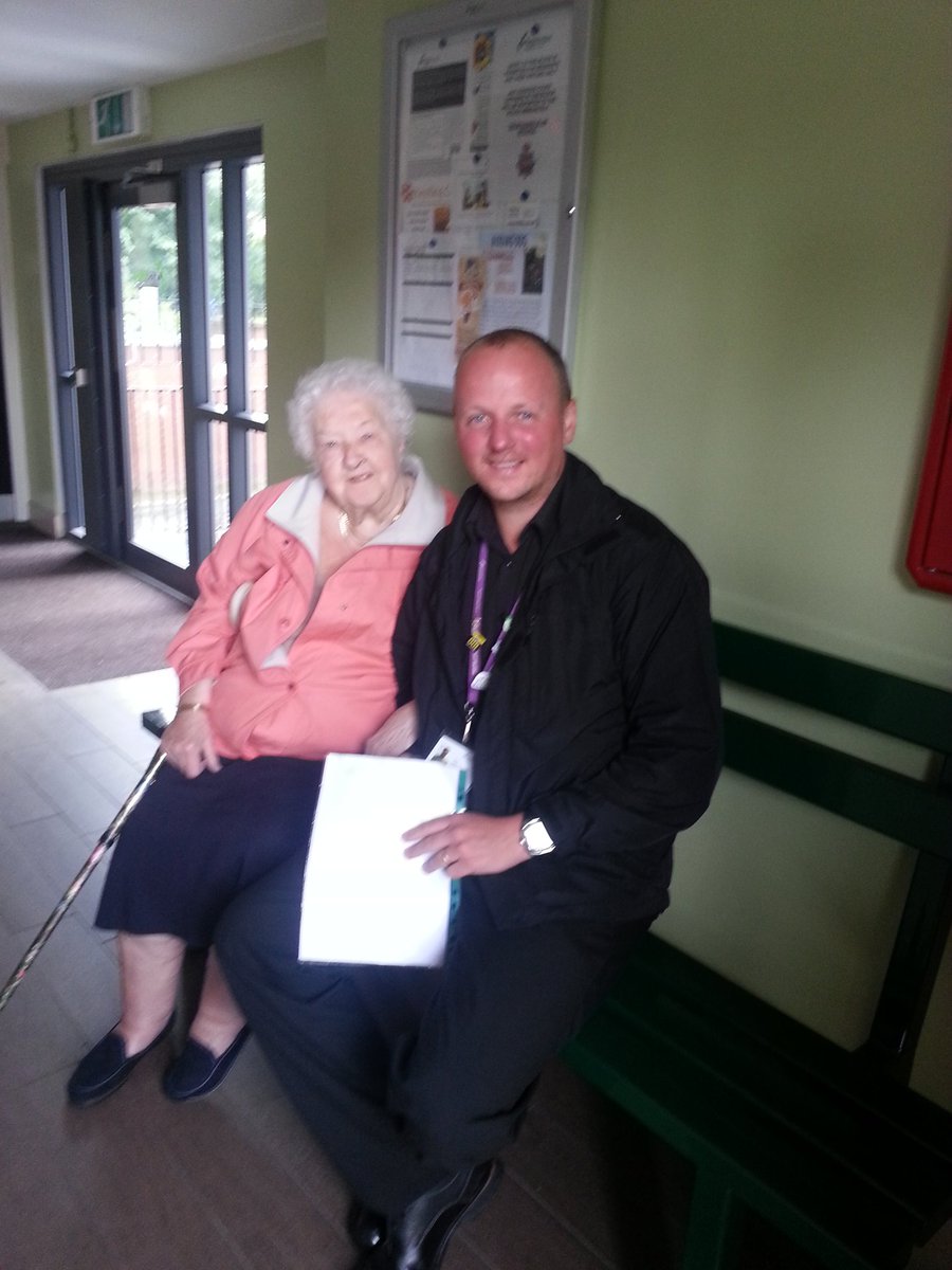 Eva is is a happy customer on the new bench at Littlemoor House.<a href="/Neighbou9/">neighbou</a> <a href="/FirstForFCHO/">First Choice Homes Oldham</a>
