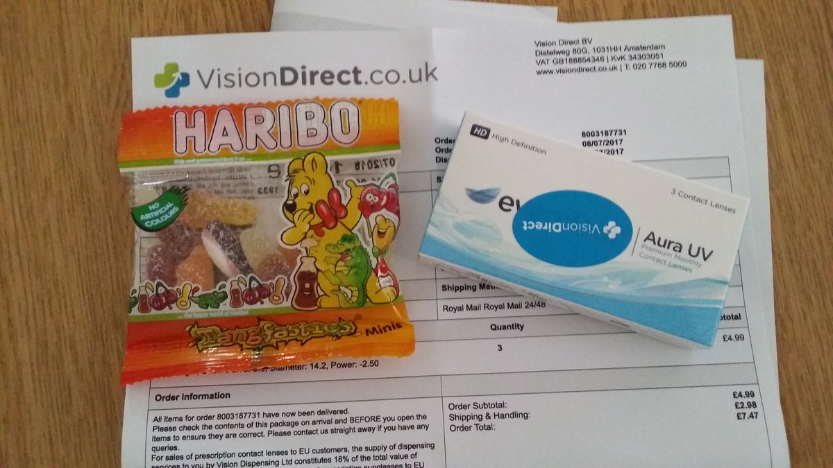 ljx2131's tweet photo. @Visiondirect_UK when you get some surprise sweeties with your order 😁 #nomage #sweeties #mademesmile #keepcustomershappy https://t.co/FDCQ3Hekan