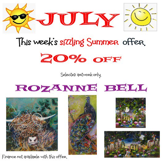 Fabulous savings on <a href="/rozannebell/">Rozanne Bell</a> original art 20% off selected pieces 10th-15th July only. #bigsavings #buyoriginalart