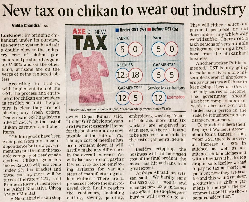 authindia's tweet photo. @Pupulmimi @calamur @Pratiush_R @WhiteMughalsFan @iamrana @atiyaz @sanjayuvacha @AlPallavi #Chikankari Artisans were on strike in #Lucknow but it has been of no avail
Here is the reason why it is a predicament to #craftisans https://t.co/St1obnVXYw