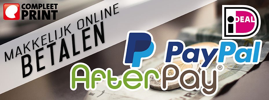 Nu ook bij compleetprint.nl #achteraf #betalen via <a href="/AfterPay/">AfterPay</a> mede mogelijk gemaakt door <a href="/BuckarooBV/">Buckaroo</a> en <a href="/XpressionLabs/">XpressionLabs</a>