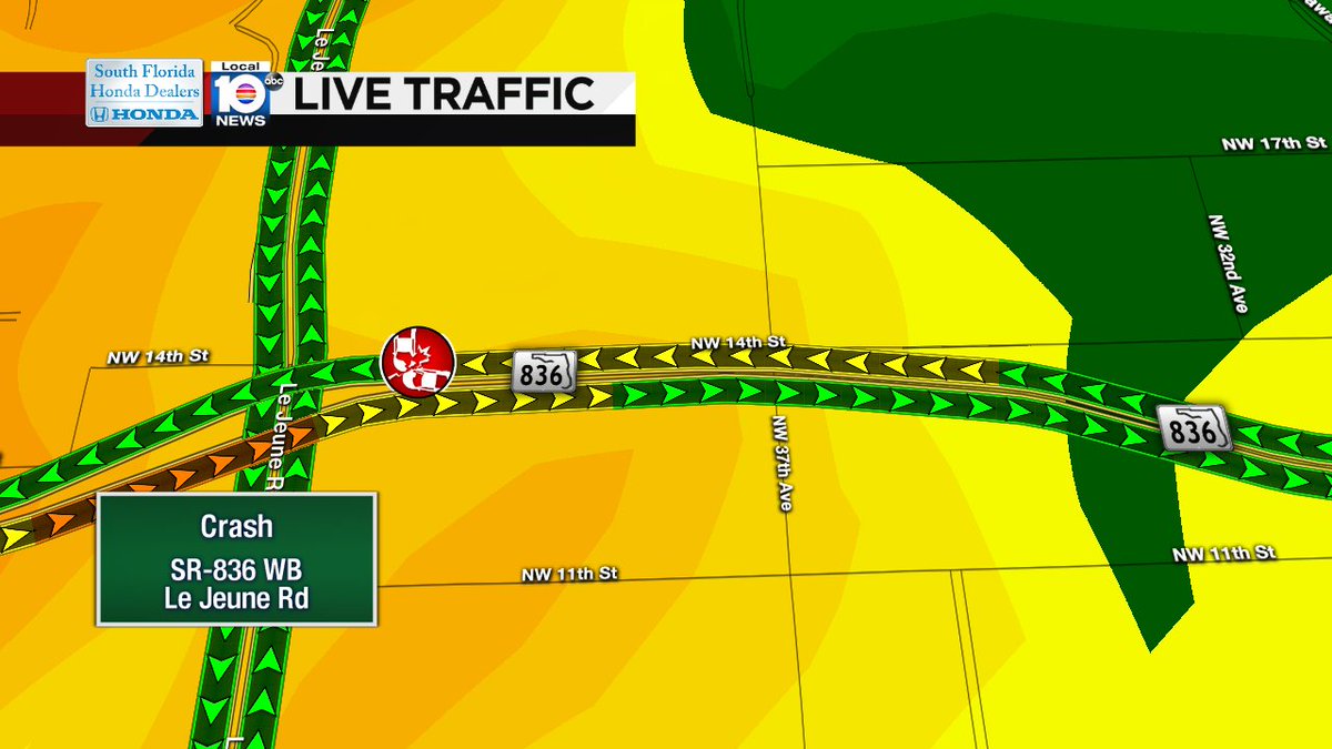 Dealing with the rain & a crash on SR-836 WB at Le Jeune Rd #traffic #miami https://t.co/8Cn3D4cErK