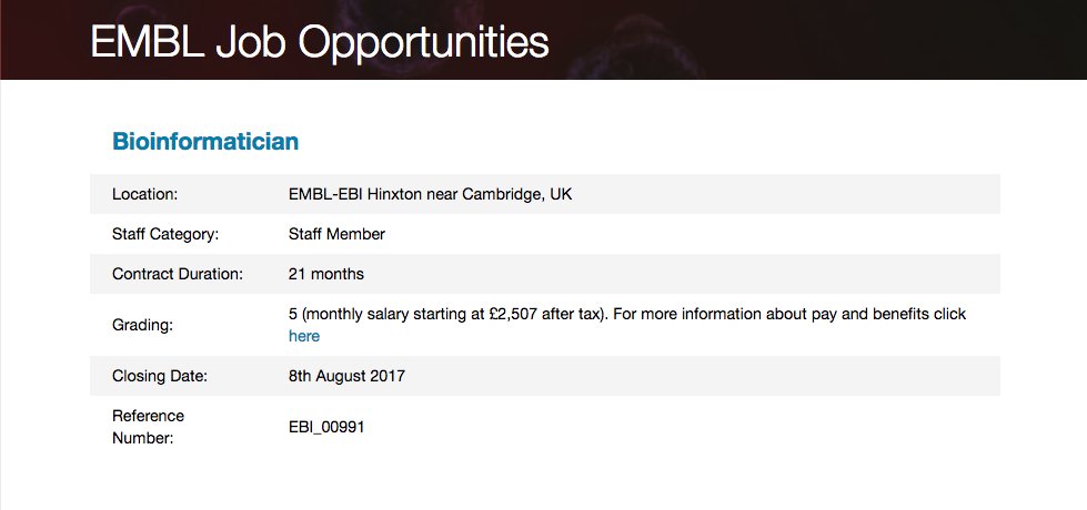 EMBLEBIjobs's tweet photo. #Bioinformatician in @ensemblgenomes team. Join ELIXIR-EXCELERATE & @corbel projects. #python #perl #biostandards https://t.co/866T2FZSOe https://t.co/yLMHLq1Eig
