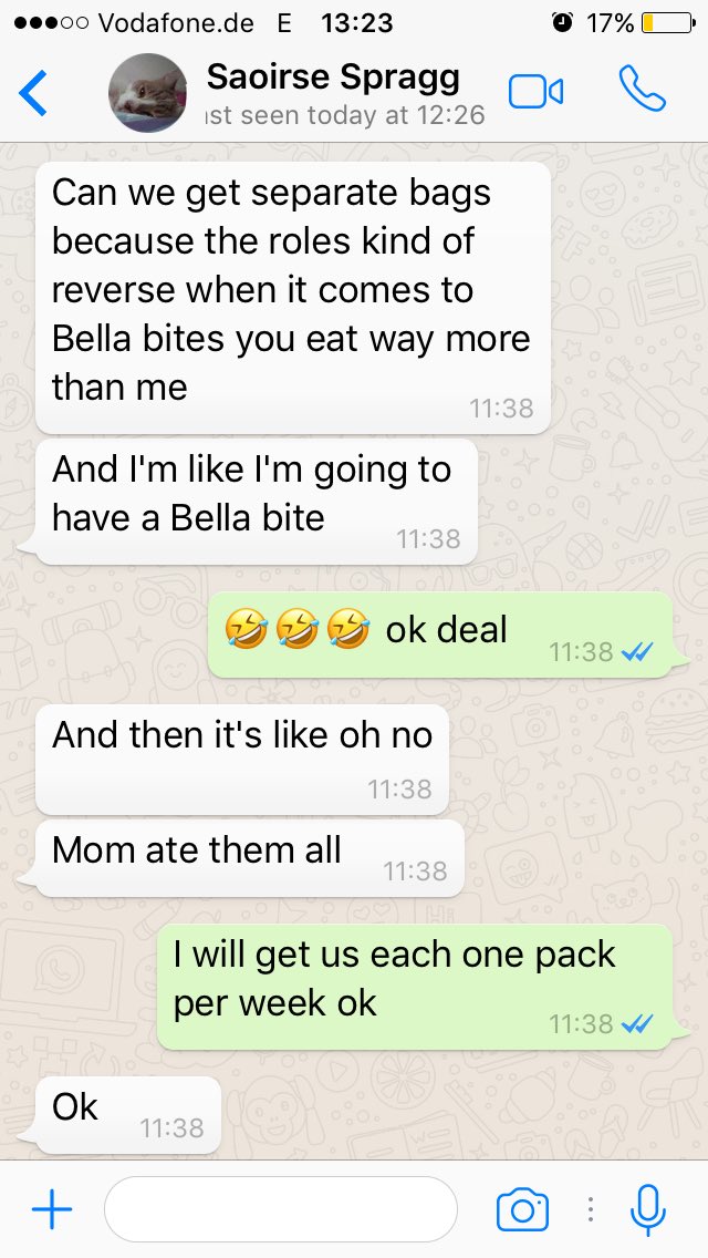 letusrevolt's tweet photo. @Boostbites Clíona I feel obliged to share a WhatsApp exchange btwn myself &amp; Saoirse earlier 🤣 #morto #nodisciplinewithbellabites! #gottold https://t.co/njuwNaX4YX