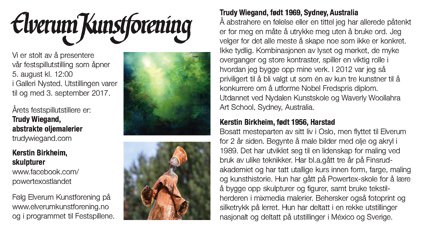 Velkommen til festspillutstilling i Elverum Kunstforening 5.august!