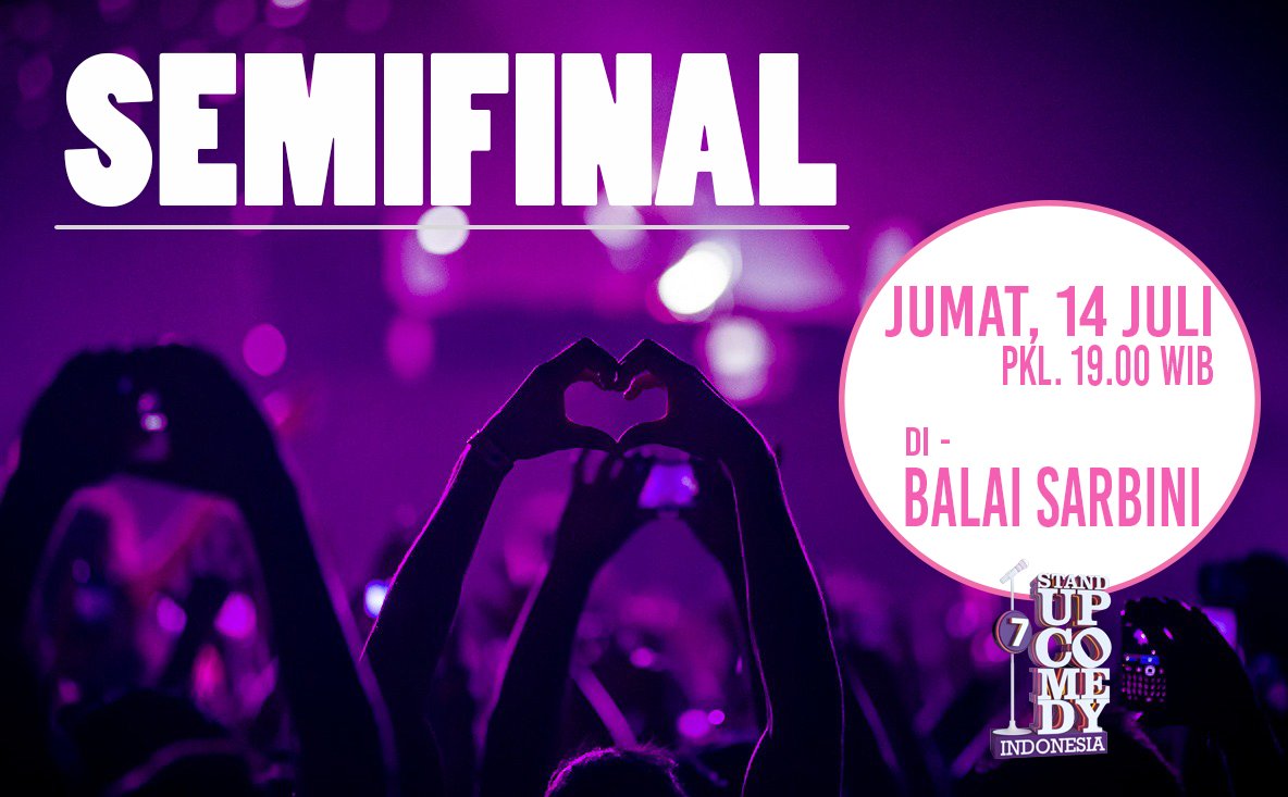 StandUpKompasTV's tweet photo. Hellooo,,Jangan lupa yaa, Show SEMIFINAL #SUCI7 akn diadakan pd Jumat, 14 Juli 2017. Utk pembalasan email akn dimulai BESOK! Nantikan ya! :D https://t.co/72GtoVH9a9