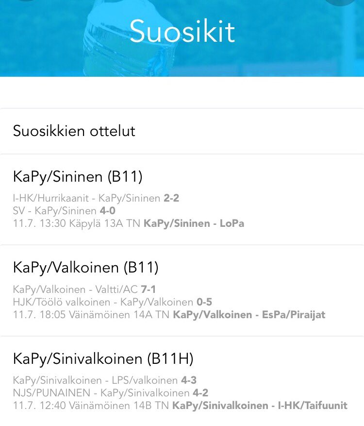 kapyp06's tweet photo. Kiitos @helsinkiCup sovellus!Kolmella tasoryhmällä #KaPyP06 tänään 3 voittoa,2 tappiota ja 1 tasuri #helsinkicup #hesacup https://t.co/Rau7OdHr49