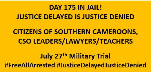 judithnwana's tweet photo. #Cameroon citizens Day175 in jail for peaceful protests against Anglophone marginalization #FreeAllArrested #JusticeDelayedJusticeDenied https://t.co/1g3m7mCbzr
