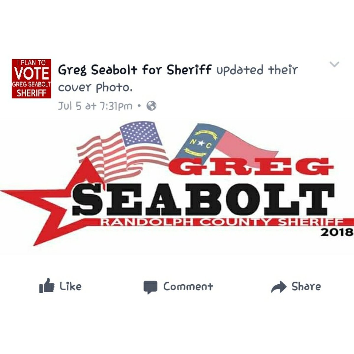 Please like the New Facebook Page!

facebook.com/Greg-Seabolt-f…

#GregSeaboltForSheriff #Seabolt2018 #RandolphCountyNC #Leadership