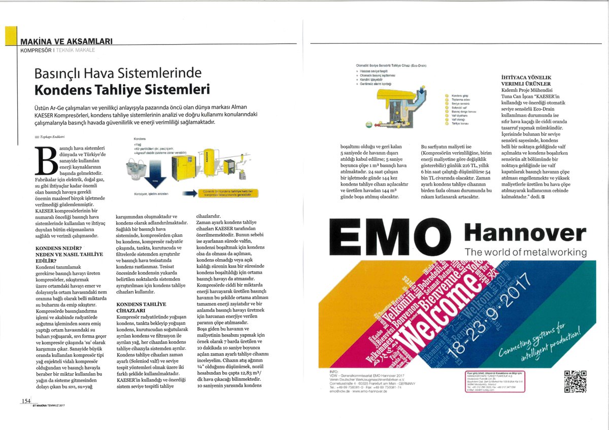 ST Makine Dergisi'nde “Basınçlı Hava Sistemlerinde Kondens Tahliye Sistemleri” adlı makalemiz yayınlanmıştır.📝
dergi.stdergileri.com/st-makina-2017…