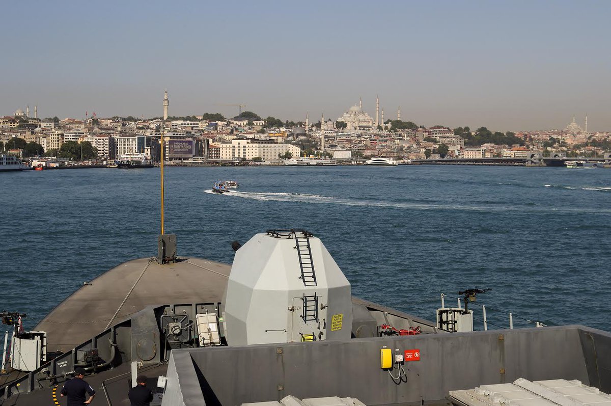UKinTurkiye's tweet photo. NATO SNMG2 Task Group Flagship, HMS Duncan entering Istanbul on Sunday 9th of July https://t.co/sLmglHN3lF