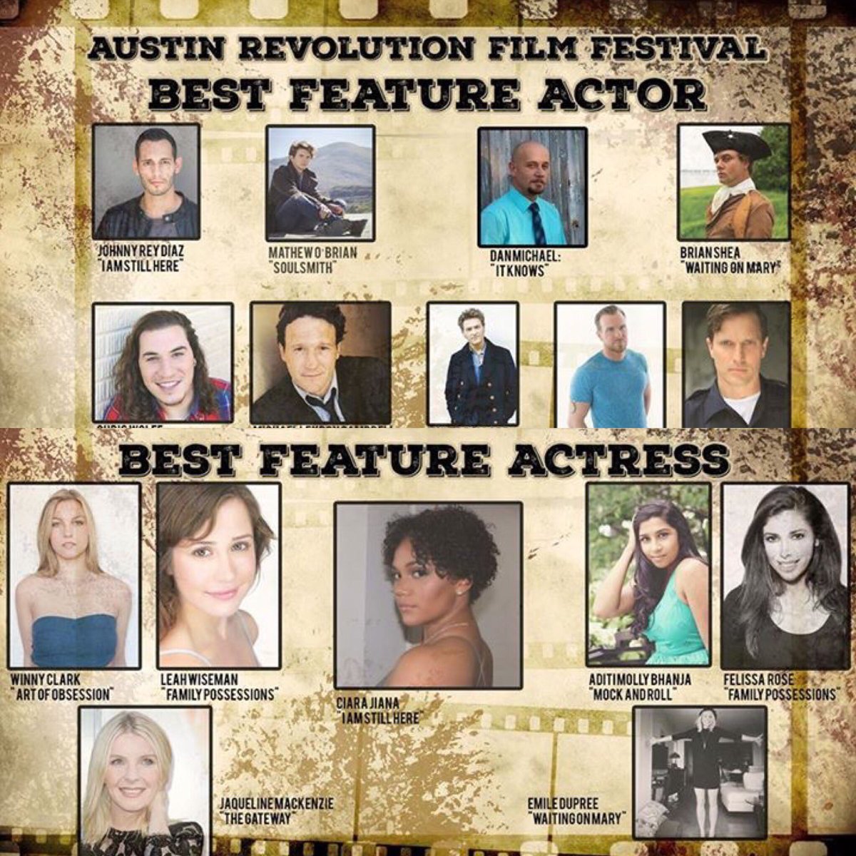 WOMfilm's tweet photo. Lead actors @BrianSheaActor &amp; @emileedupre have been nominated by @ARevolutionFF  for Best Feature Actor/Actress. Congrats! #film #actors https://t.co/jdWwGS1Ojk