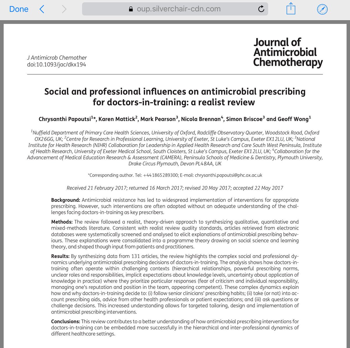Realist review on antimicrobial prescribing for doctors-in-training academic.oup.com/jac/article/do… #UKCPAPIN #AntibioticGuardian