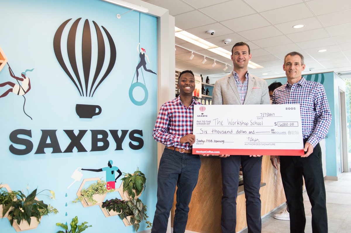 Saxbys's tweet photo. Last week, we donated to @WorkshopSchool, whose students designed &amp; built furniture for our new cafe at @DrexelUniv: https://t.co/g4rjeL87Zw https://t.co/Heak6ZP07V
