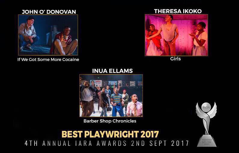 kwamiodoom's tweet photo. We got @InuaEllams and Aline David nominated for Best Playwright and Choreographer for #BarberShopChronicles?? 🙌🏽🔥#IssaMadness #IARA2017 https://t.co/kpxS8rFUMr