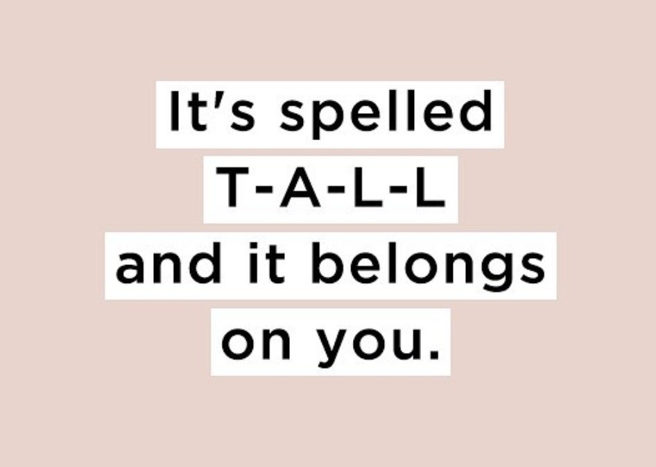 teamtalltweets's tweet photo. βββββ Tall quote of the day goes to @Long_Tall_Sally β‘ #teamtall #tallquote #standtall #loveyourdifference #qotd https://t.co/AQdBBEYn9D