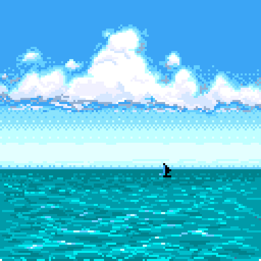 트위터의 七竜 竜鱗亭 님 お題 海 空 夏ですねぇ ドット絵版毎日真剣60分1本勝負