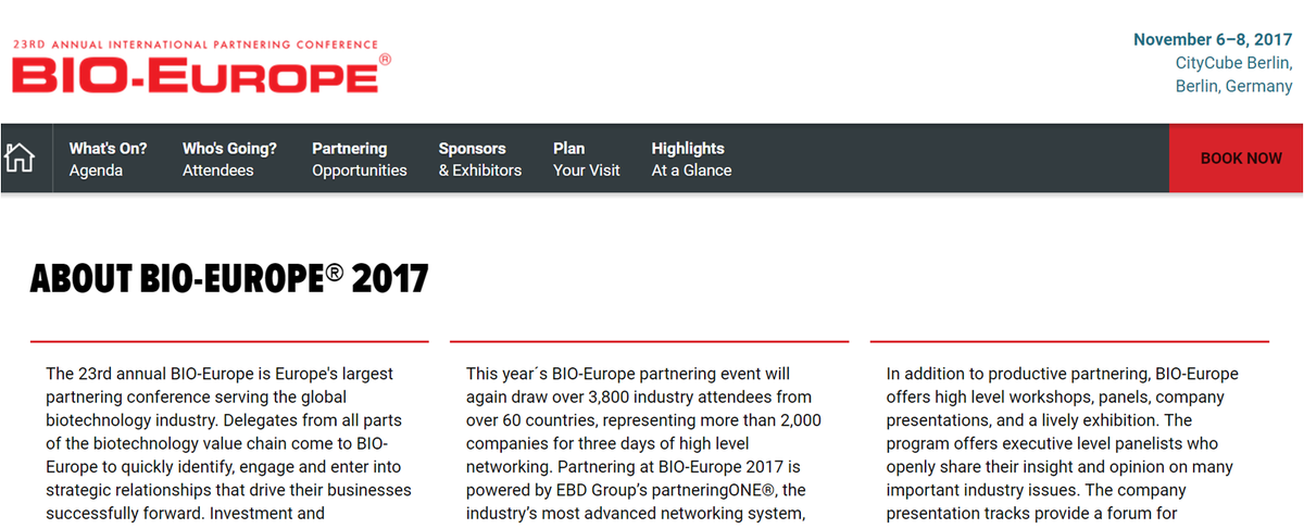 Meet CapEval at BIO Europe 2017 in Berlin!!
CapEval Pharma will be represented by Company’s CEO, Dr. Olivier Loget.
ebdgroup.knect365.com/bioeurope/abou…