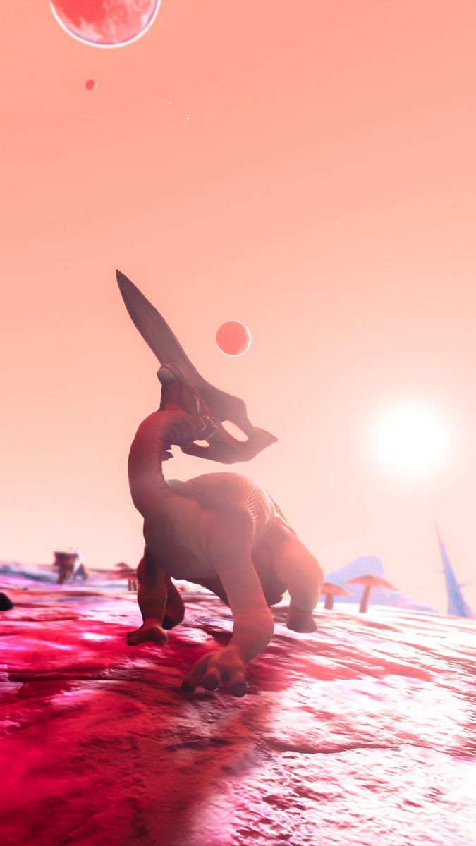 CosmicWildlife's tweet photo. "Inbound" and "Shapkosaurian" join this week our ever growing selection of mobile wallpapers. @hellogames #NoMansSky https://t.co/bh4t9WXw5s