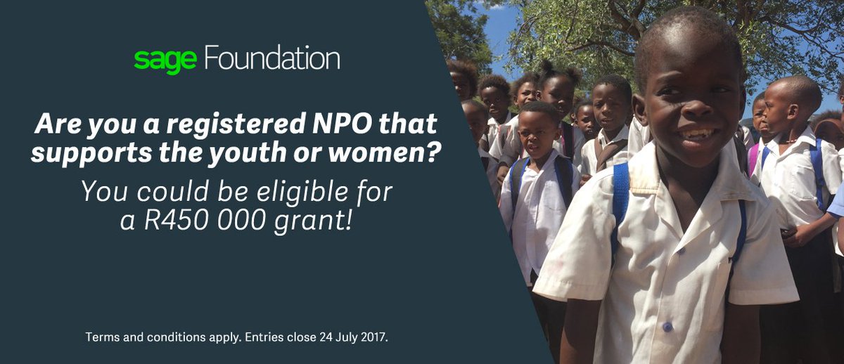 .@Hot919fm &amp; <a href="/sagefoundation/">Sage Foundation</a> are awarding R450 000 to a charity supporting the youth / women! Tune in to Hot 91.9 FM at 17:10 to learn more.